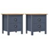vidaXL Nachttische Hill 2 Stk. Grau 46x35x49,5 cm Massivholz Kiefer