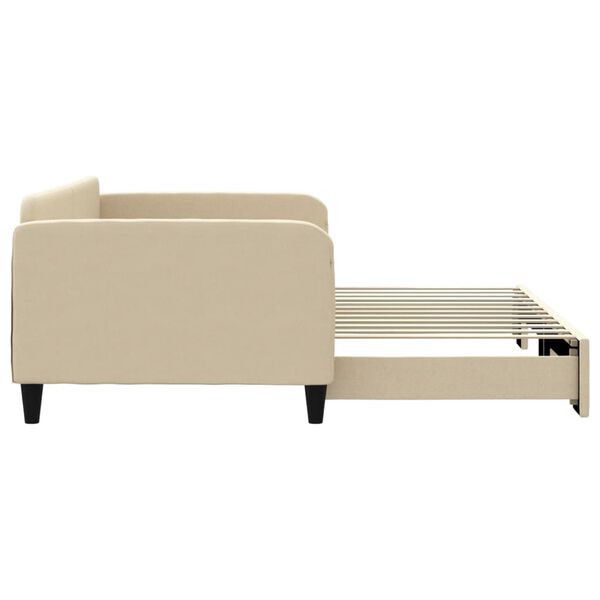 vidaXL Tagesbett Ausziehbar Creme 100x200 cm Stoff