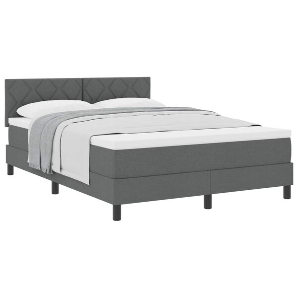 vidaXL Boxspringbett mit Matratze Dunkelgrau 160 x 200 cm Stoff