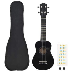 vidaXL Sopran-Ukulele-Set mit Tasche f&uuml;r Kinder Schwarz 21"