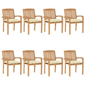 vidaXL Stapelbare Gartenst&uuml;hle mit Kissen 8 Stk. Massivholz Teak