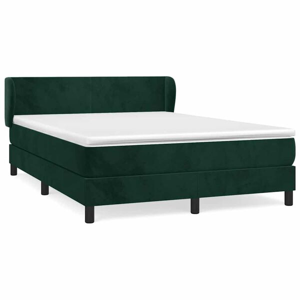 vidaXL Boxspringbett mit Matratze Dunkelgr&uuml;n 140x200 cm Samt