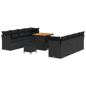 vidaXL Gartensofa-set 11 stk. Schwarz Poly-Rattan