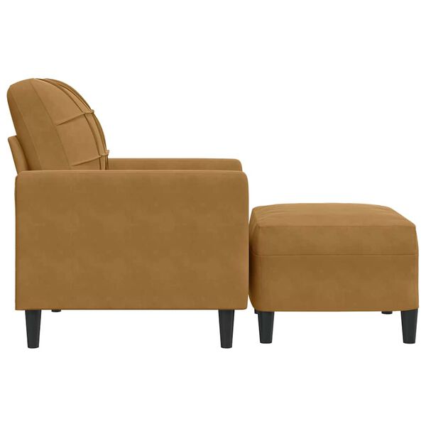 vidaXL Sessel mit Hocker Braun 60 cm Samt