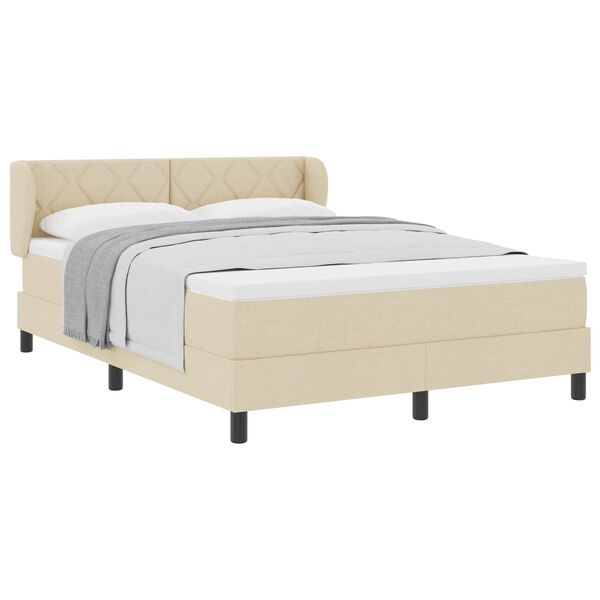 vidaXL Boxspringbett mit Matratze Creme 160 x 200 cm Stoff