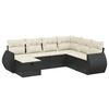vidaXL 7-tlg. Garten-Sofagarnitur mit Kissen Schwarz Poly Rattan