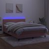 vidaXL Boxspringbett mit Matratze & LED Rosa 140x190 cm Samt