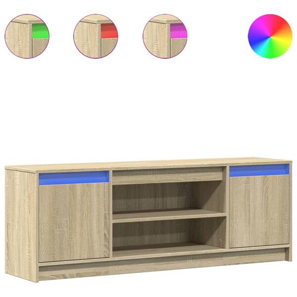 vidaXL TV-Schrank mit LED-Beleuchtung Sonoma-Eiche 139,5x34x50 cm