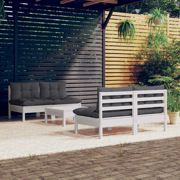 vidaXL 5-tlg. Garten-Lounge-Set mit Anthrazit Kissen Kiefernholz