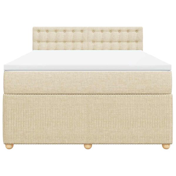 vidaXL Boxspringbett mit Matratze Creme 140x190 cm Stoff
