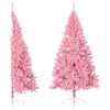 vidaXL K&uuml;nstlicher Halb-Weihnachtsbaum mit St&auml;nder Rosa 210 cm PVC