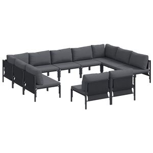 vidaXL Gartensofa-set mit Kissen 11 pcs Schwarz Stahl