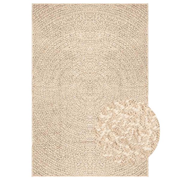 vidaXL Teppich ZIZUR Beige 200x290 cm Jute-Optik Indoor und Outdoor