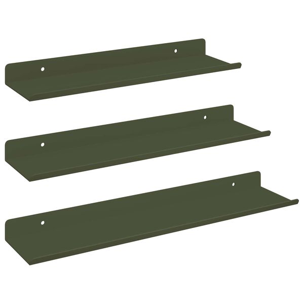 vidaXL Schwebendes Regal 3 pcs Olive Gr&uuml;n 40 x 9 x 2,5 cm Stahl