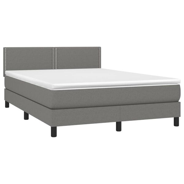 vidaXL Boxspringbett mit Matratze Dunkelgrau 140x190 cm Stoff