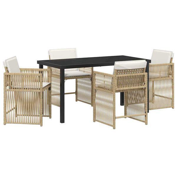 vidaXL Garten Essgruppe 5 pcs Beige Poly-Rattan