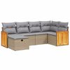 vidaXL 6-tlg. Garten-Sofagarnitur mit Kissen Beige-Mix Poly Rattan