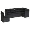 vidaXL 6-tlg. Garten-Sofagarnitur mit Kissen Schwarz Poly Rattan