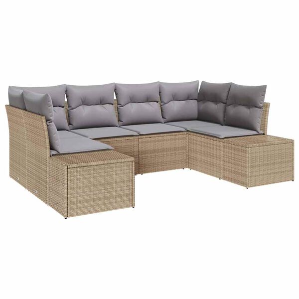 vidaXL Gartensofa-set 6 pcs Beige und Hellgrau Poly Rattan