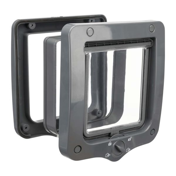 TRIXIE 4-Wege Katzenklappe mit 2 Tunneln Grau