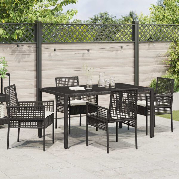 vidaXL Garten Essgruppe 5 pcs Schwarz Poly-Rattan