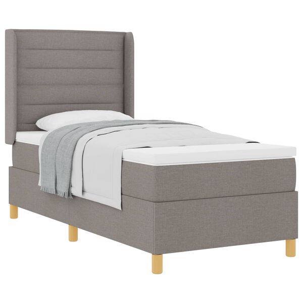 vidaXL Boxspringbett mit Matratze mit Kopfteil Taupe 90 x 190 cm Stoff