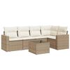 vidaXL 6-tlg. Garten-Sofagarnitur mit Kissen Beige Poly Rattan