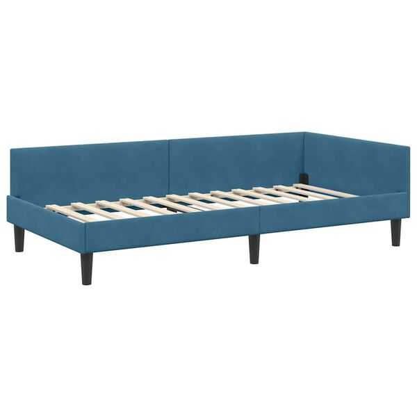 vidaXL Eckbettgestell mit Kopfteil Blau 100 cm x 200 cm Samt