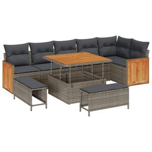 vidaXL Gartensofa-set mit Kissen 9 pcs Grau