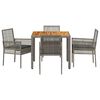 vidaXL Garten Essgruppe 5 pcs Grau Poly-Rattan