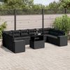 vidaXL 11-tlg. Garten-Sofagarnitur mit Kissen Schwarz Poly Rattan