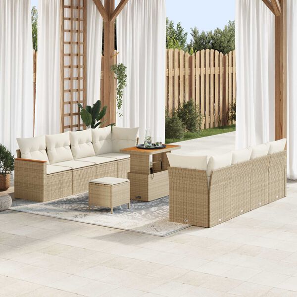 vidaXL Gartensofa-set 11 pcs Beige Poly-Rattan