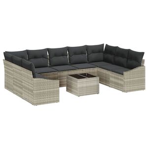 vidaXL Gartensofa-set mit Speicher Hellgrau Poly-Rattan
