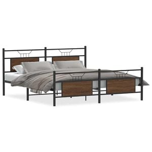 vidaXL Metallbett ohne Matratze Braun Eichen-Optik 160x200 cm
