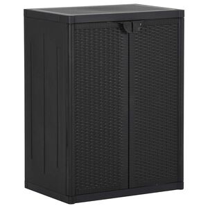 vidaXL Gartenschrank Schwarz 65x45x88 cm PP Rattan-Optik