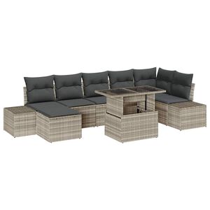 vidaXL Gartensofa-set 8 stk. Hellgrau Poly-Rattan