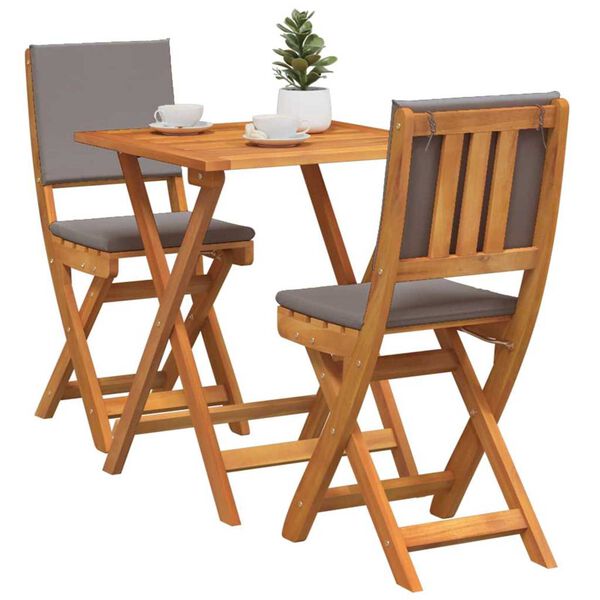 vidaXL Bistrogarnitur 3 pcs Braun Akazie Massivholz