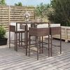 vidaXL 5-tlg. Gartenbar-Set mit Kissen Braun Poly Rattan