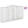vidaXL Gabionen mit Hochbogen 7 Stk. 300x50x160/180cm Verzinktes Eisen