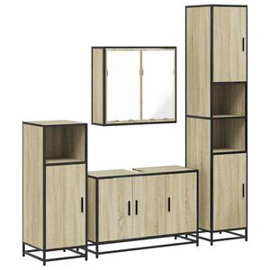 vidaXL 4-tlg. Badm&ouml;bel-Set Sonoma-Eiche Holzwerkstoff