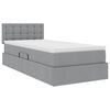 vidaXL Bett mit Stauraum und LED mit LED Hellgrau 100 x 200 cm Stoff