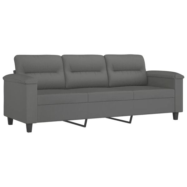 vidaXL 3-Sitzer-Sofa mit Hocker Dunkelgrau 180 cm Mikrofasergewebe