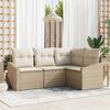 vidaXL Sofa Set mit Kissen 4 pcs Beige Poly-Rattan