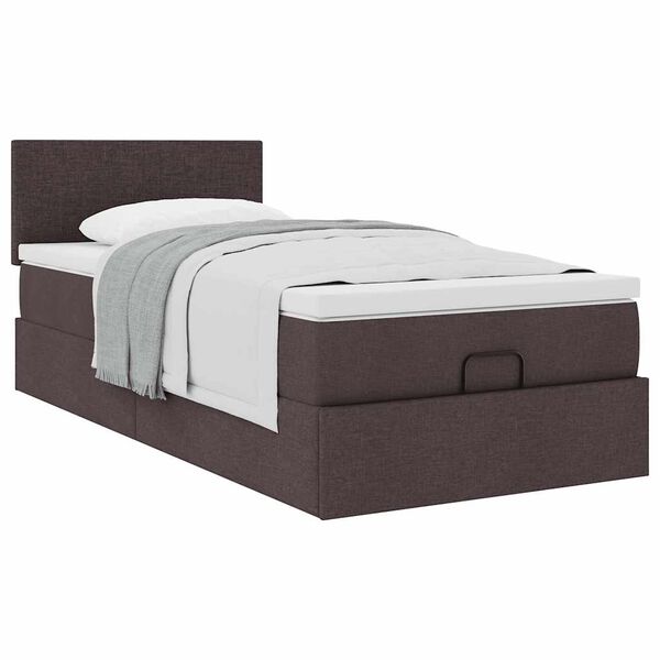 vidaXL Ottoman-Bett mit Matratze Dunkelbraun 100x200 cm Stoff