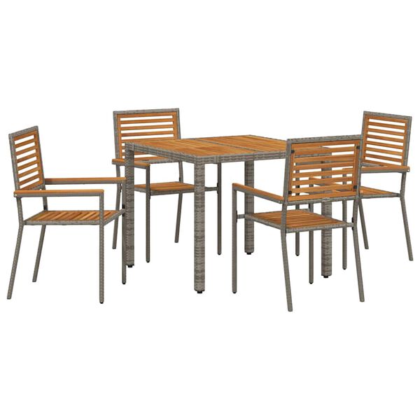 vidaXL Garten Essgruppe 5 pcs Grau und Braun Poly-Rattan