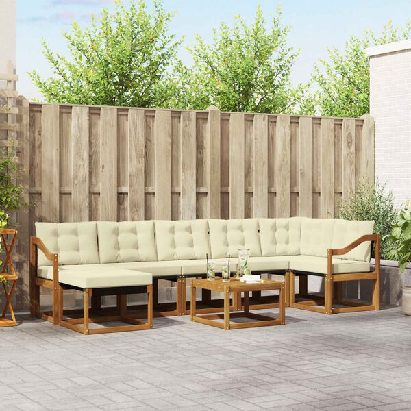 vidaXL Outdoor-Sofagarnitur mit Kissen 8 pcs Natur und Creme