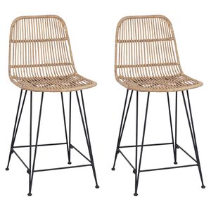 vidaXL Barhocker 2 stk. Natur 44 x 54 x 96 cm Rattan und Stahl