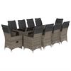 vidaXL 11-tlg. Garten-Bistro-Set mit Kissen Grau Poly Rattan