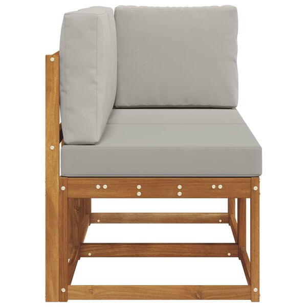 vidaXL Outdoor Mittel- und Ecksofa 2 St&uuml;ck Nat&uuml;rlich und Hellgrau