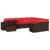 vidaXL 10-teiliges Gartensofa-Set mit Kissen, braun, Polyrattan